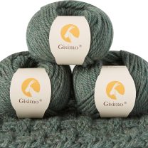 100% Merino Wool Yarn, 3-Ply Luxurious and Soft Yarn for Hand Knitting & Crocheting (Evergreen, 3Balls)
